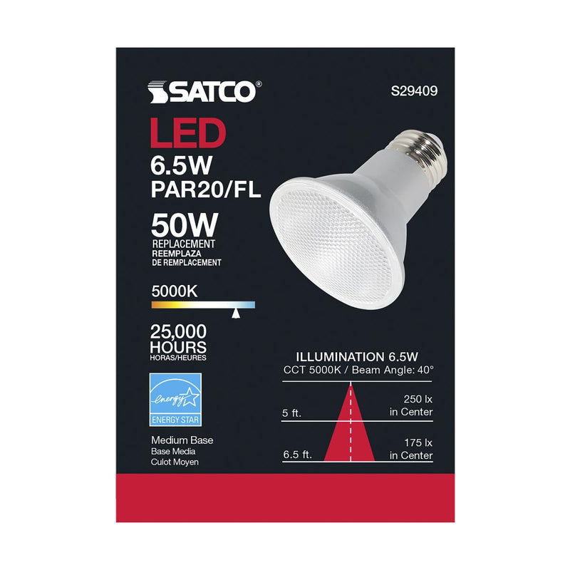 Satco S29409 / 6.5W / PAR20 / Natural Light / LED / 40' / 950 / 120V / Box