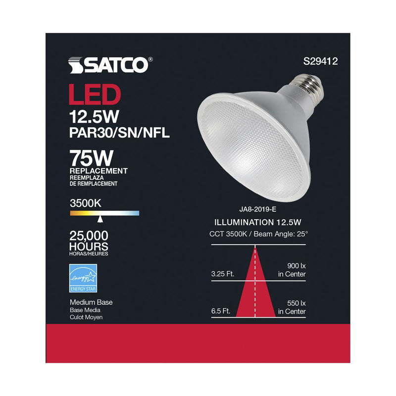 Satco S29412 / 12.5W / PAR30SN / Neutral White / LED / 25' / 935 / 120V / Box
