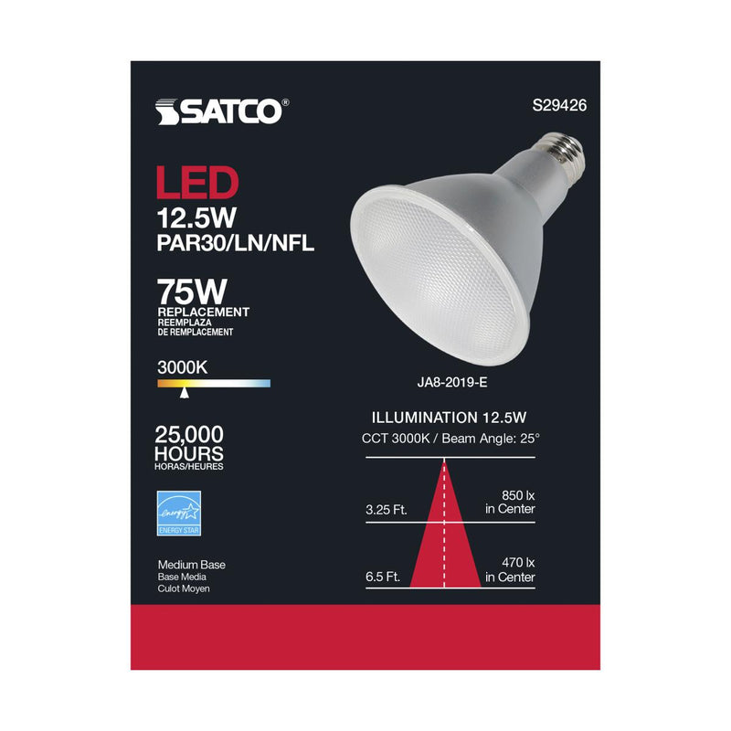 Satco S29426 / 12.5W / PAR30LN / Warm White / LED / 25' / 930