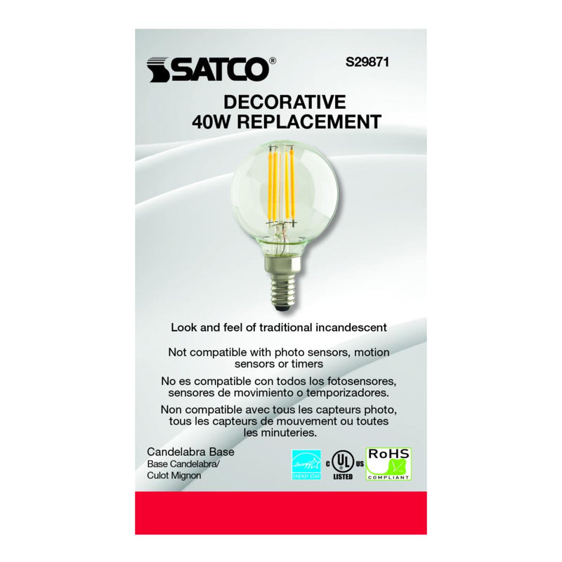 Satco S29871 / 4W / G16 1/2 / Blanco Cálido / LED / CL / 27K / 120V / E12 / Caja